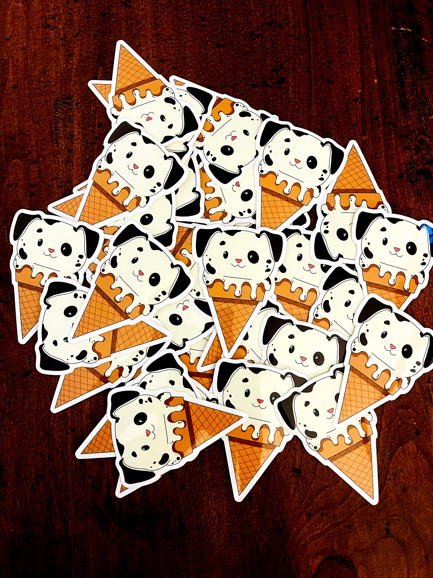 Black and White Ice Cream Dog Sticker