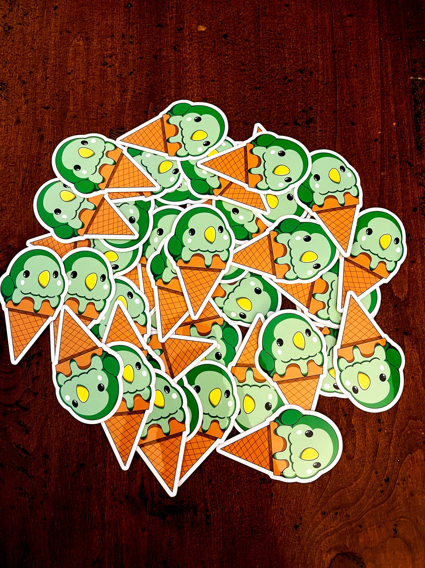 Green Ice Cream Bird Sticker
