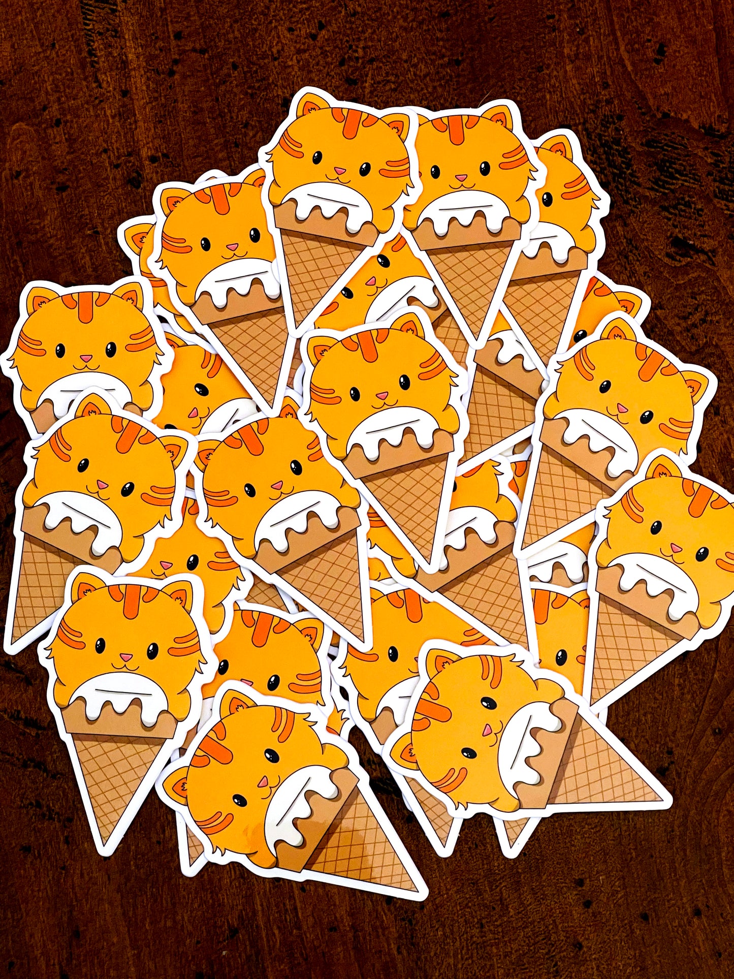 Orange Ice Cream Cat Sticker