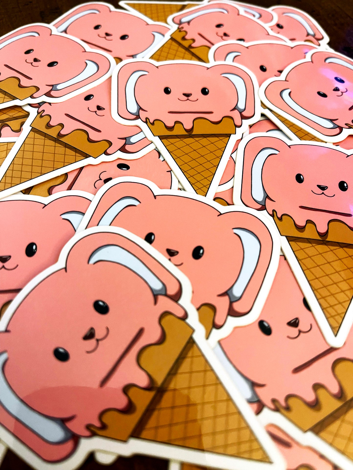 Pink Ice Cream Bunny Sticker