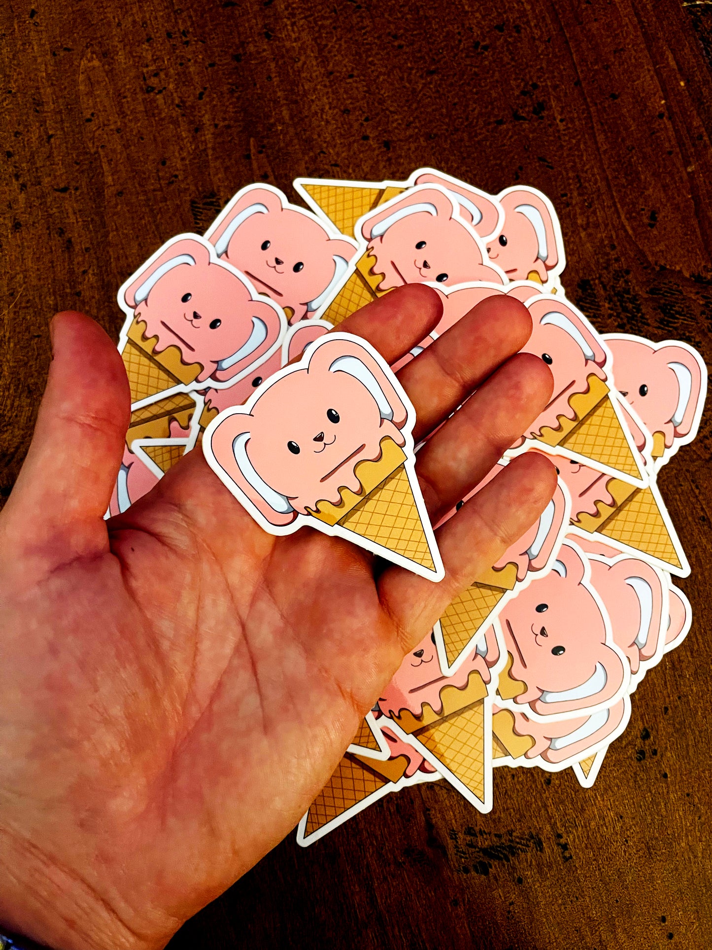 Pink Ice Cream Bunny Sticker