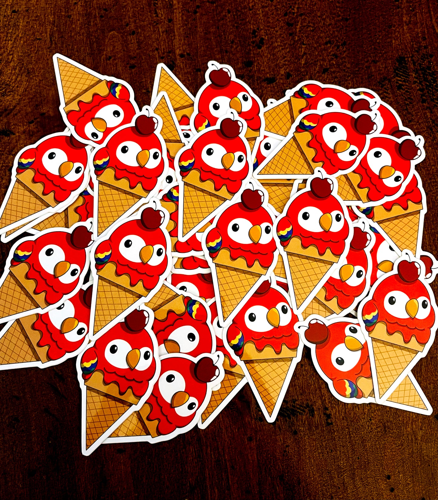 Red Ice Cream Bird Sticker
