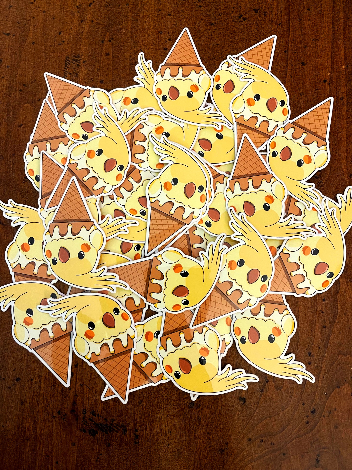 Yellow Ice Cream Bird Sticker