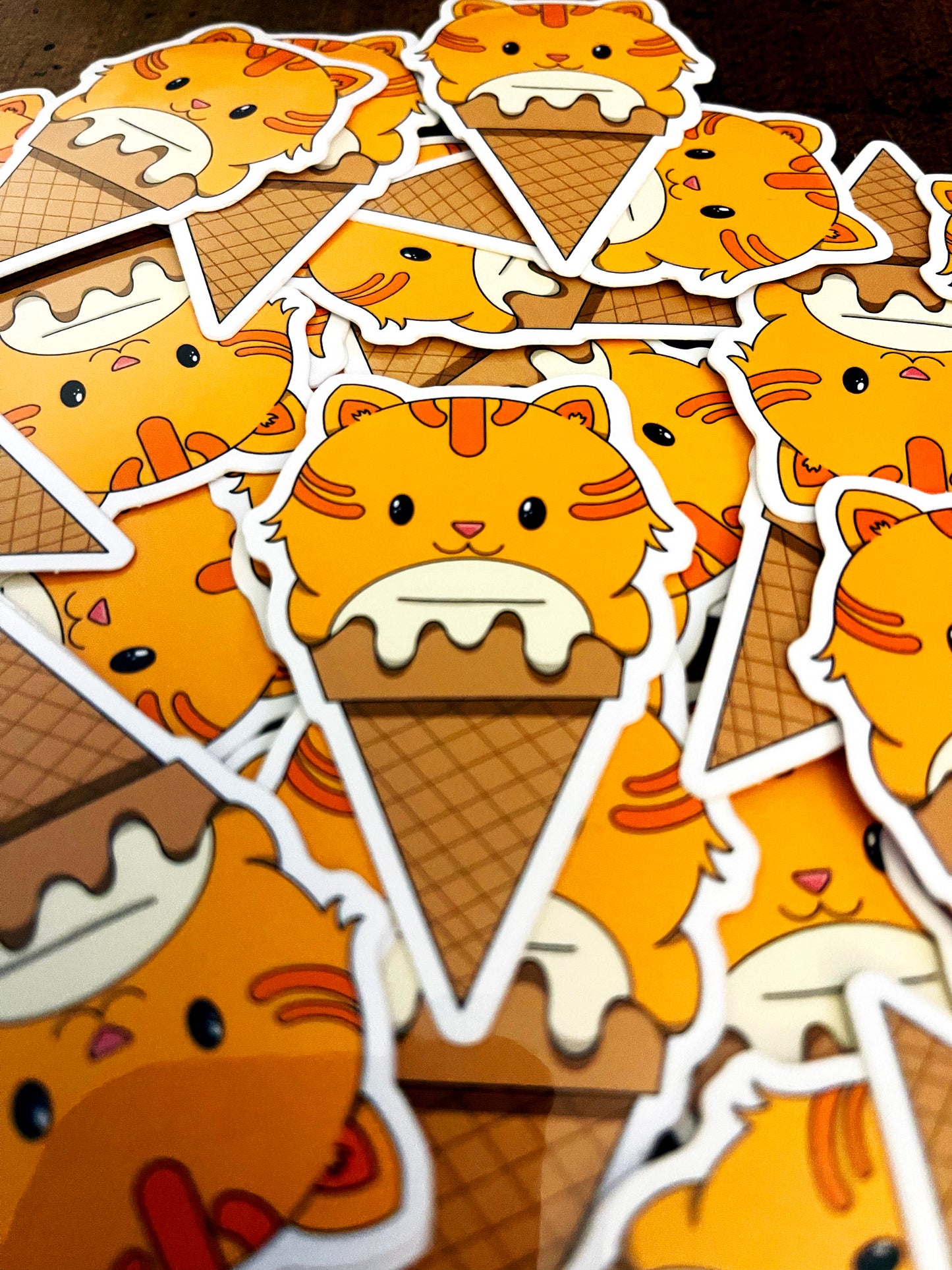 Orange Ice Cream Cat Sticker