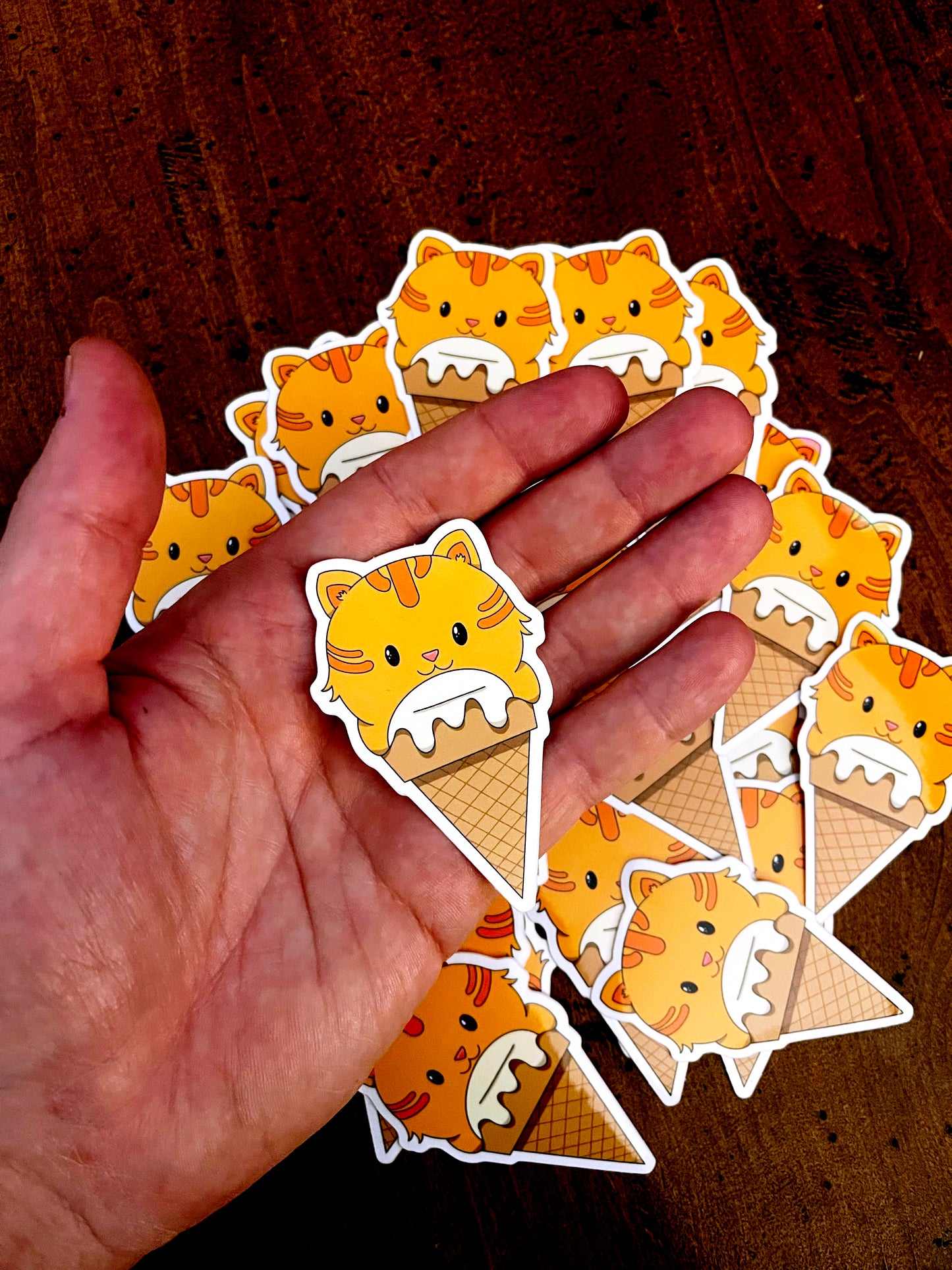 Orange Ice Cream Cat Sticker