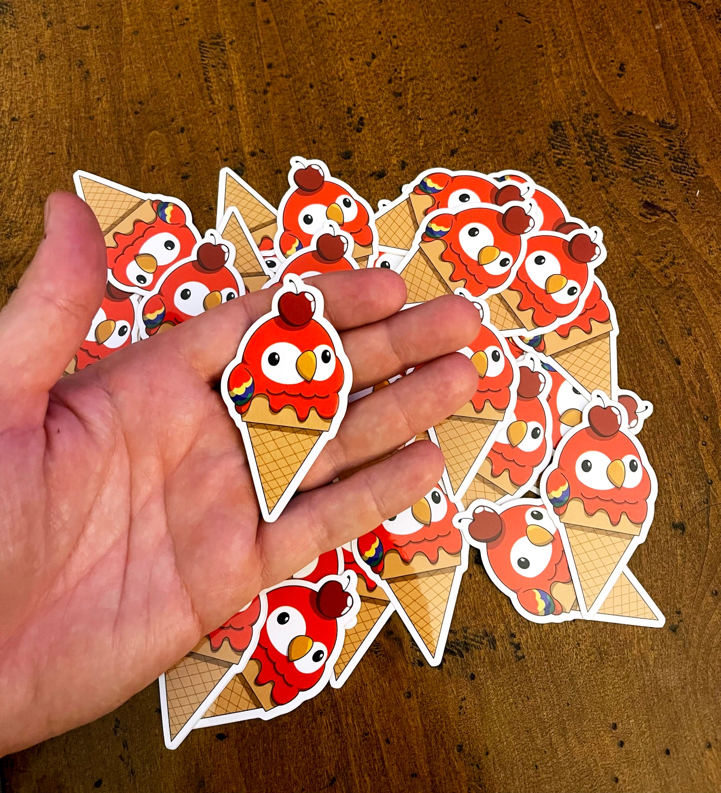 Red Ice Cream Bird Sticker
