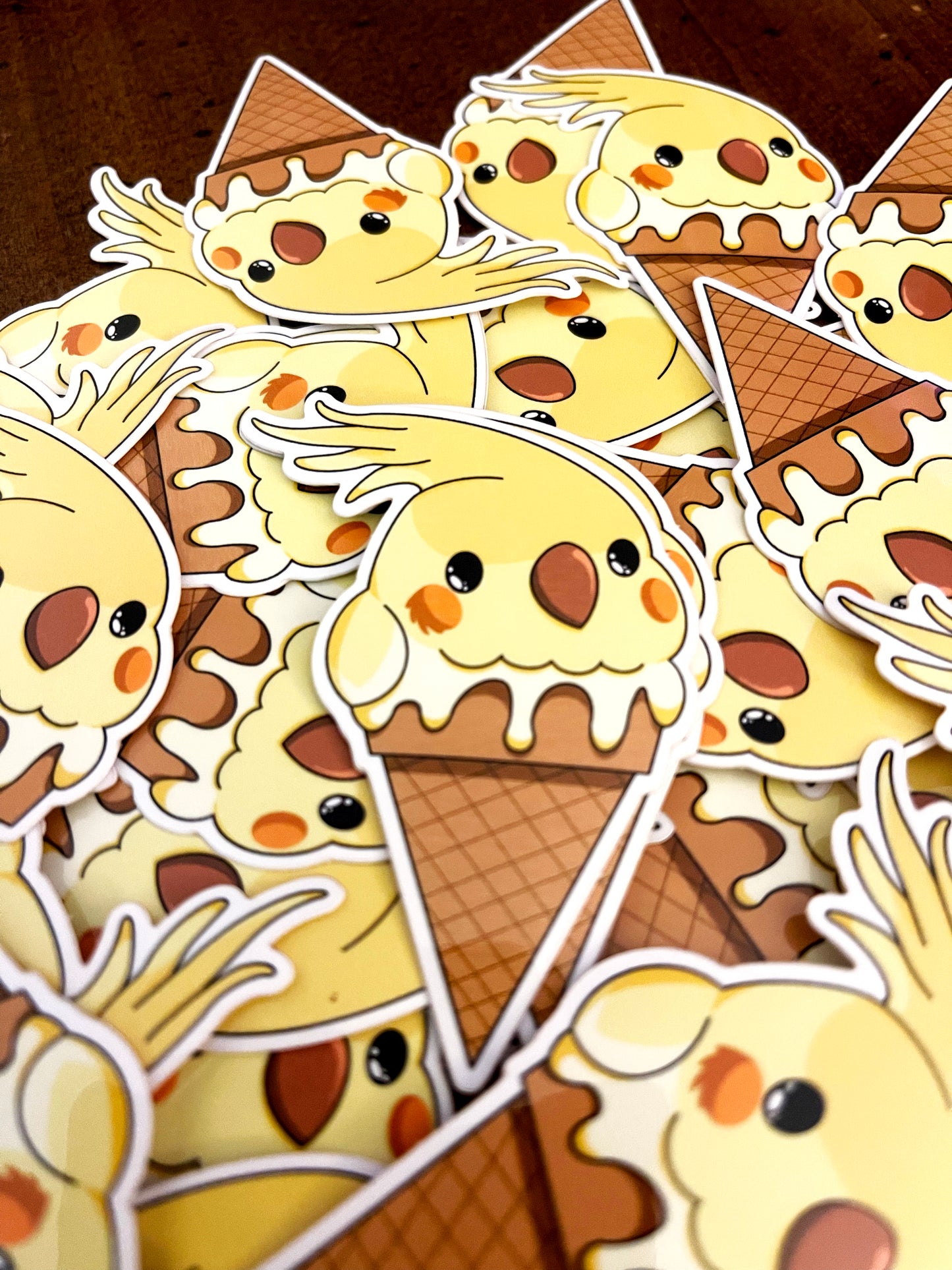 Yellow Ice Cream Bird Sticker