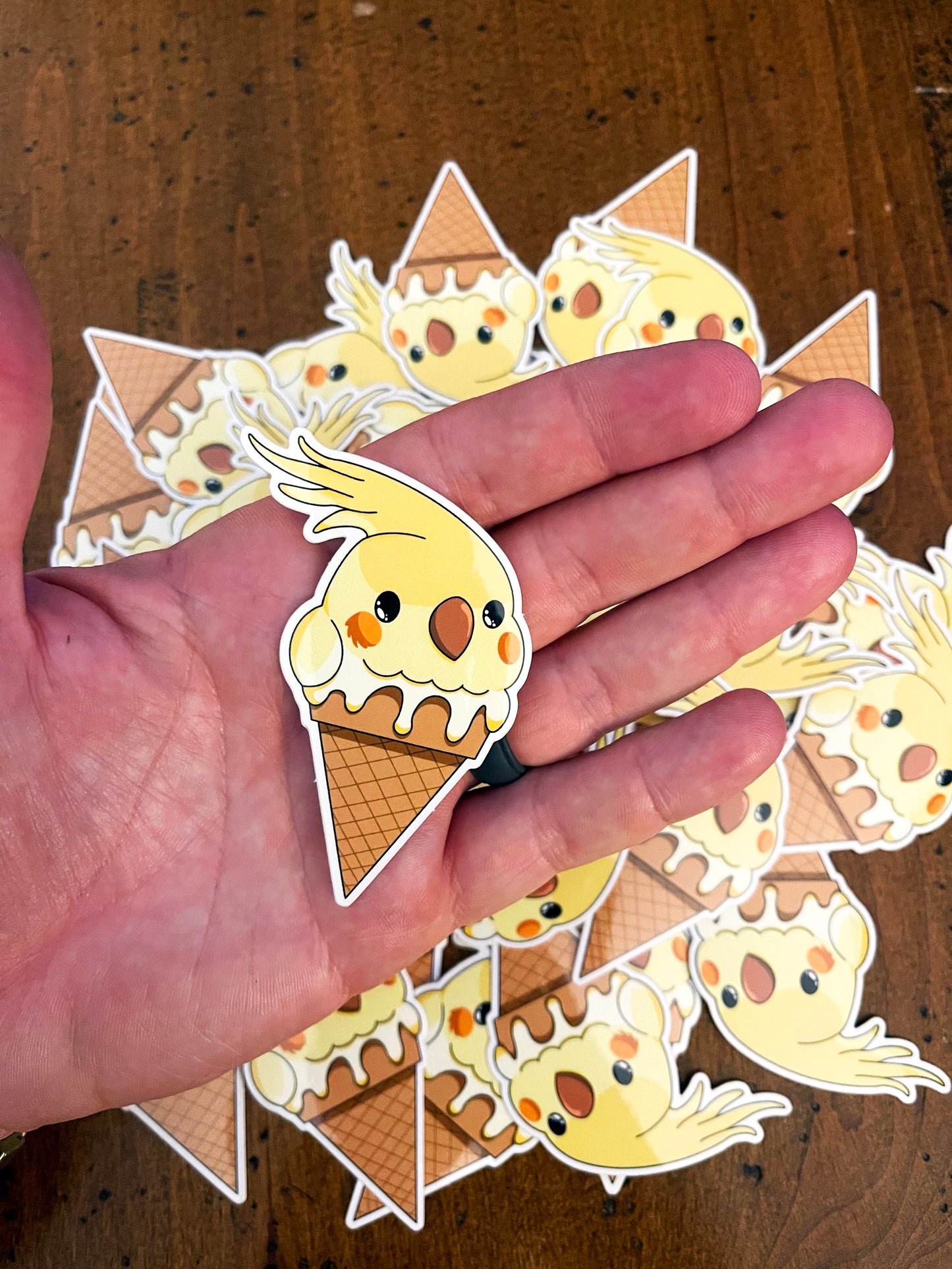 Yellow Ice Cream Bird Sticker